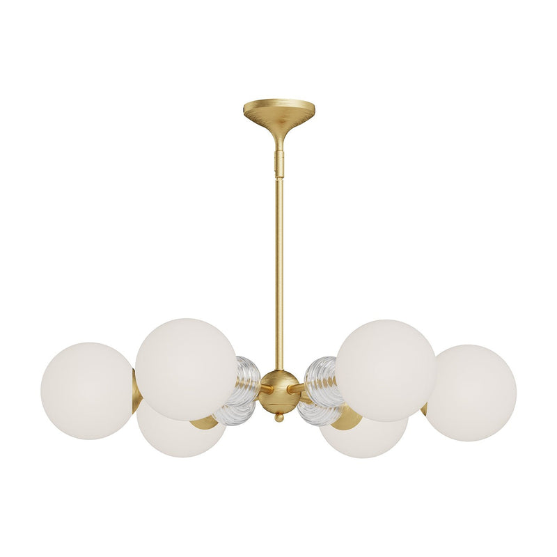Celia 30" 6-Light Chandelier in Brushed Gold/Opal Glass
