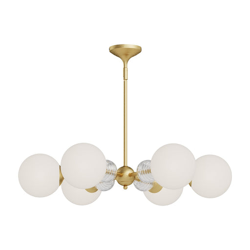 Celia 30" 6-Light Chandelier in Brushed Gold/Opal Glass