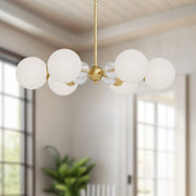 Celia 30" 6-Light Chandelier in Brushed Gold/Opal Glass