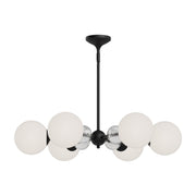 Celia 30" 6-Light Chandelier in Matte Black/Opal Glass
