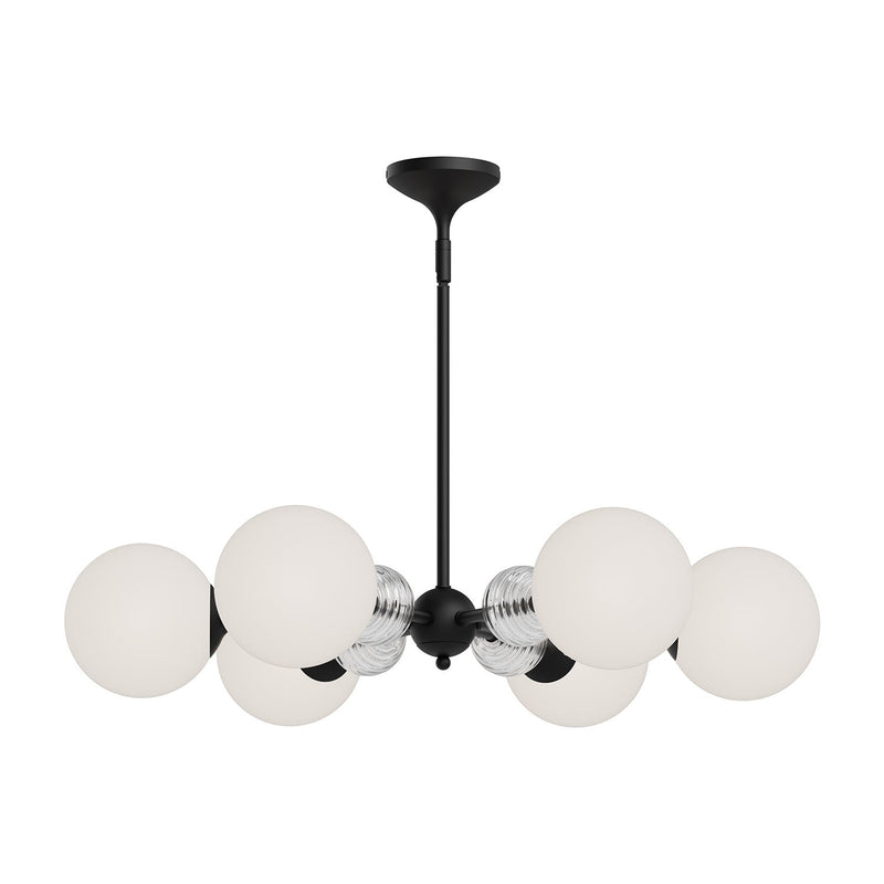 Celia 30" 6-Light Chandelier in Matte Black/Opal Glass