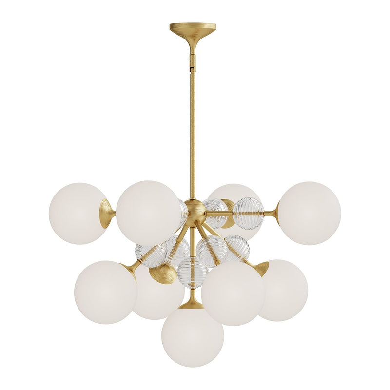 Celia 31" 9-Light Chandelier in Brushed Gold/Opal Glass
