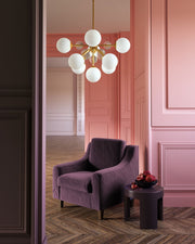 Celia 31" 9-Light Chandelier in Brushed Gold/Opal Glass