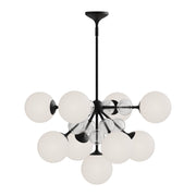 Celia 31" 9-Light Chandelier in Matte Black/Opal Glass