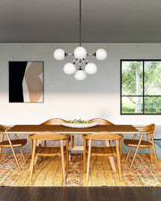 Celia 31" 9-Light Chandelier in Matte Black/Opal Glass