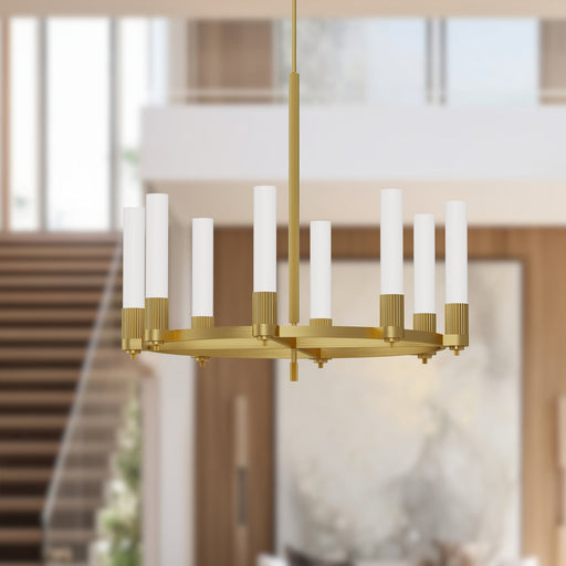 Rue 38" 8-Light Pendant in Brushed Gold