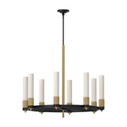 Rue 38" 8-Light Pendant in Matte Black/Brushed Gold