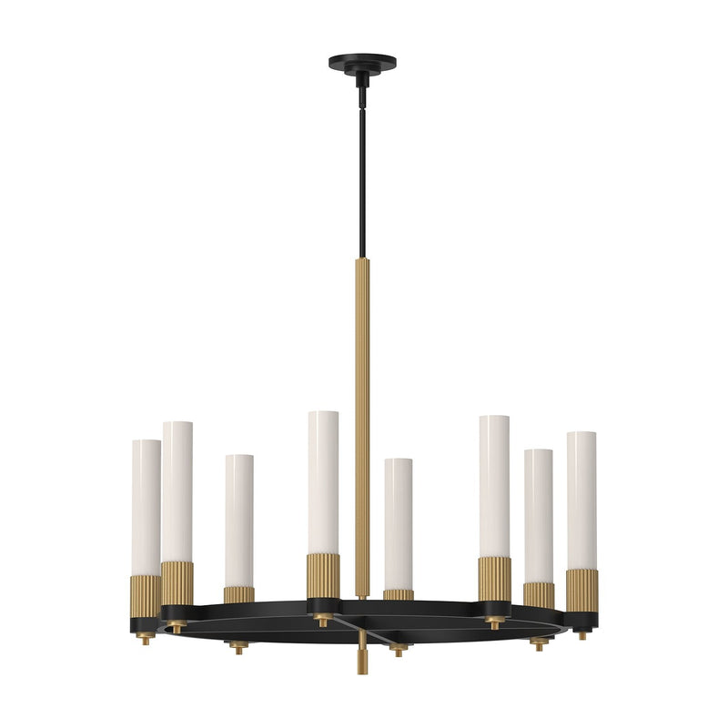 Rue 38" 8-Light Pendant in Matte Black/Brushed Gold