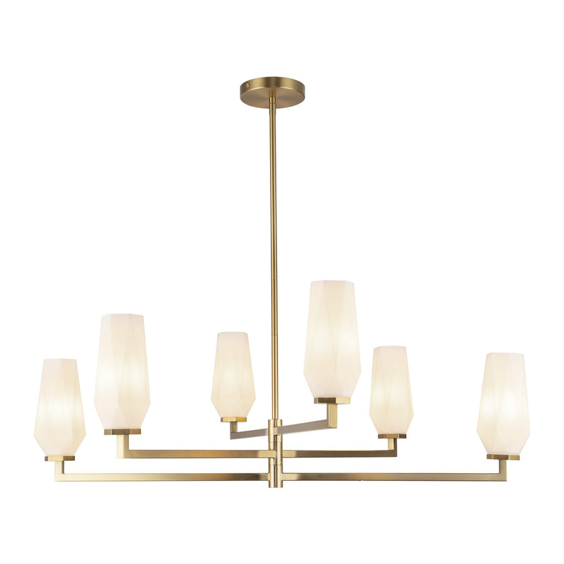 Krysta 35" 6-Light Chandelier in Brushed Gold/Opal Glass