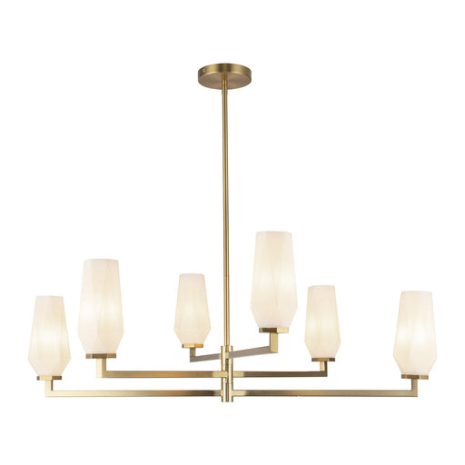 Krysta 35" 6-Light Chandelier in Brushed Gold/Opal Glass