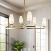 Krysta 35" 6-Light Chandelier in Brushed Gold/Opal Glass