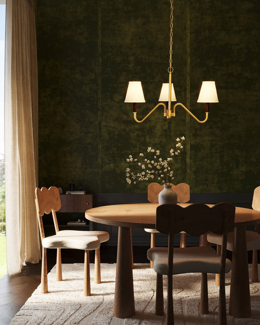 Sloan 30" 3-Light Chandelier in Brushed Gold/White Linen
