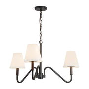 Sloan 30" 3-Light Chandelier in Matte Black//White Linen