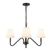 Sloan 30" 3-Light Chandelier in Matte Black//White Linen