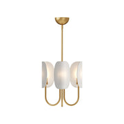 Seno 15" 3-Light Chandelier in Aged Gold/White Cotton Fabric
