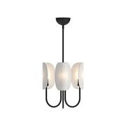 Seno 15" 3-Light Chandelier in Matte Black/White Cotton Fabric