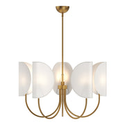 Seno 32" 5-Light Chandelier in Aged Gold/White Cotton Fabric