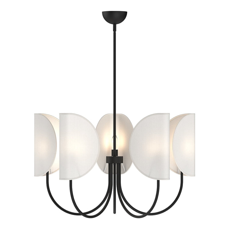 Seno 32" 5-Light Chandelier in Matte Black/White Cotton Fabric
