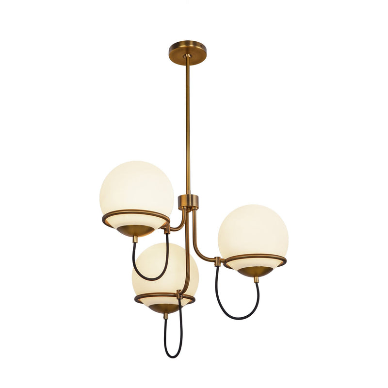 Alba 23" 3-Light Chandelier in Aged Gold/Opal Glass
