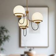 Alba 23" 3-Light Chandelier in Aged Gold/Opal Glass