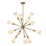 Cosmo 39" 12-Light Chandelier in Brushed Gold/Glossy Ribbed Opal Glass