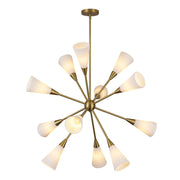 Cosmo 39" 12-Light Chandelier in Brushed Gold/Glossy Ribbed Opal Glass