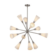 Cosmo 39" 12-Light Chandelier in Brushed Nickel/Glossy Ribbed Opal Glass