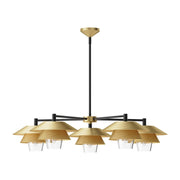 Tetsu 38" 5-Light Chandelier in Brushed Gold/Clear Glass