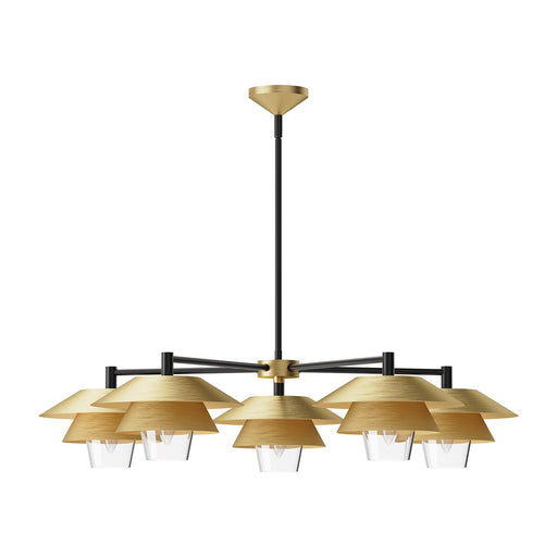 Tetsu 38" 5-Light Chandelier in Brushed Gold/Clear Glass