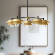 Tetsu 38" 5-Light Chandelier in Brushed Gold/Clear Glass