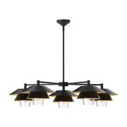 Tetsu 38" 5-Light Chandelier in Matte Black/Clear Glass