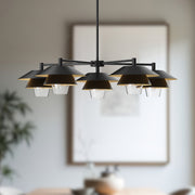 Tetsu 38" 5-Light Chandelier in Matte Black/Clear Glass