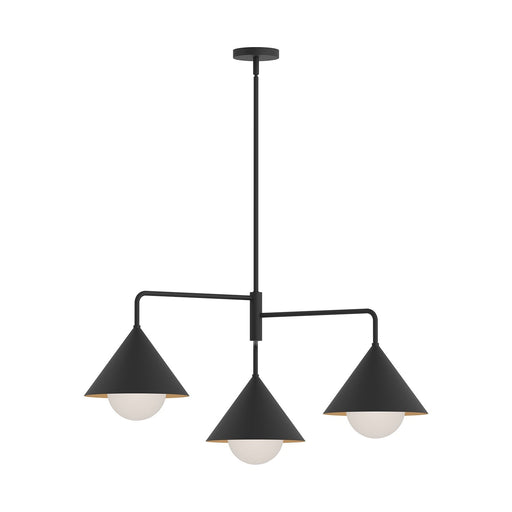 Remy 38" 3-Light Chandelier in Matte Black/Opal Glass