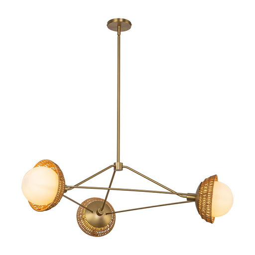 Perth 40" 3-Light Chandelier in Brushed Gold/Opal Glass