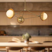 Perth 40" 3-Light Chandelier in Brushed Gold/Opal Glass