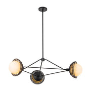 Perth 40" 3-Light Chandelier in Matte Black/Opal Glass