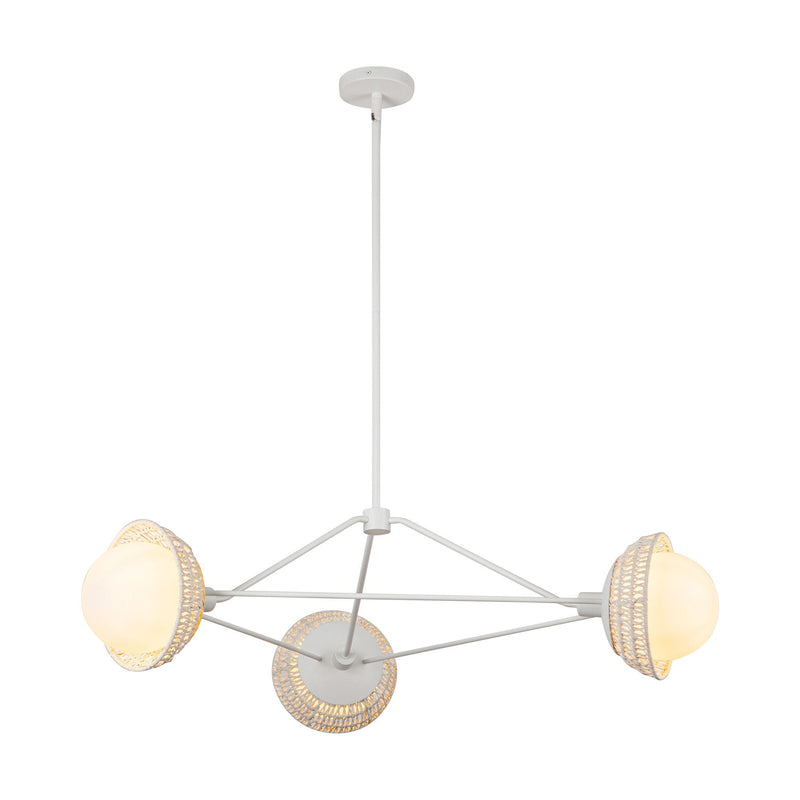 Perth 40" 3-Light Chandelier in White/Opal Glass