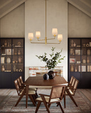 Bridgette 45" 4-Light Chandelier in Brushed Gold/White Linen