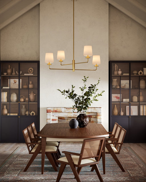Bridgette 45" 4-Light Chandelier in Brushed Gold/White Linen