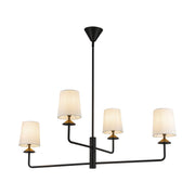 Bridgette 45" 4-Light Chandelier in Matte Black/White Linen
