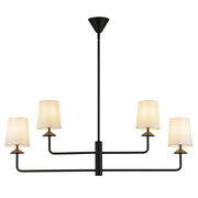 Bridgette 45" 4-Light Chandelier in Matte Black/White Linen
