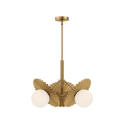 Plume 22" 3-Light Chandelier in Brushed Gold/Opal Glass
