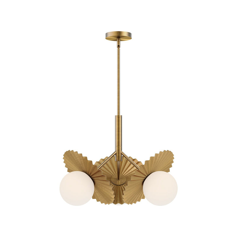 Plume 22" 3-Light Chandelier in Brushed Gold/Opal Glass