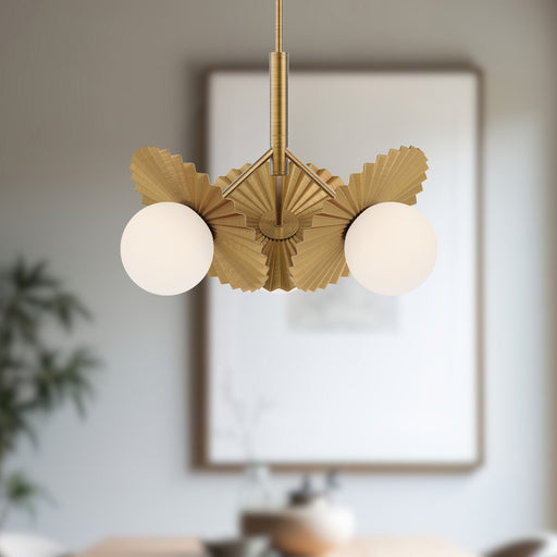 Plume 22" 3-Light Chandelier in Brushed Gold/Opal Glass