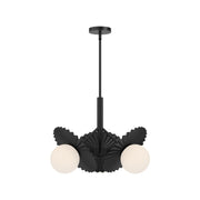 Plume 22" 3-Light Chandelier in Matte Black/Opal Glass