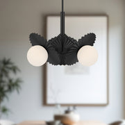 Plume 22" 3-Light Chandelier in Matte Black/Opal Glass