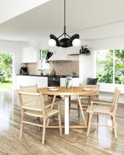 Plume 34" 3-Light Chandelier in Matte Black/Opal Glass