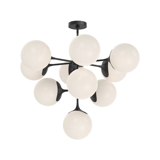 Nouveau 35" 10-Light Chandelier in Matte Black/Opal Matte Glass