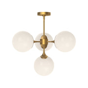 Nouveau 26" 4-Light Chandelier in Aged Gold/Opal Matte Glass