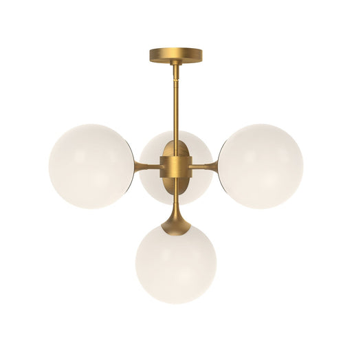 Nouveau 26" 4-Light Chandelier in Aged Gold/Opal Matte Glass